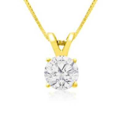 Pretty 2/3ct 14k Yellow Gold Diamond Pendant | SuperJeweler.com