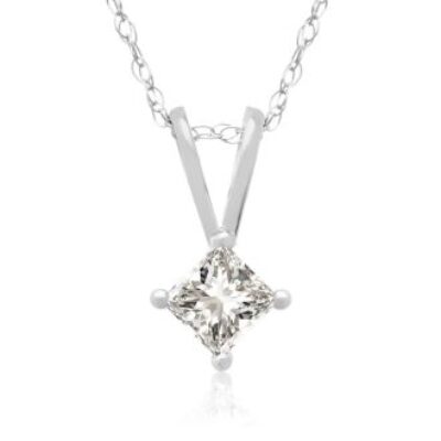 1/5ct 14k White Gold Princess Diamond Pendant | SuperJeweler.com