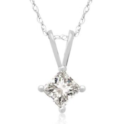 1/3ct 14k White Gold Princess Diamond Pendant, Sale Priced. | SuperJeweler.com