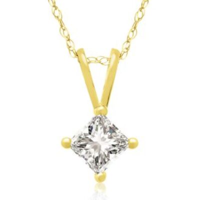 1/3ct 14k Yellow Gold Princess Diamond Pendant, Sale Priced. | SuperJeweler.com