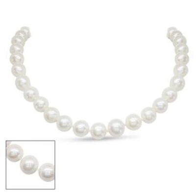 Pearl Strand | June Birthstone | 16 inch 10mm AA Pearl Necklace with 14K Yellow Gold Clasp