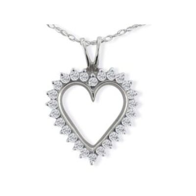 CLOSEOUT PRICE. 1ct Perfect Diamond Heart Pendant, 10k White Gold | SuperJeweler.com