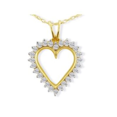 1ct Perfect Diamond Heart Pendant, 10k Yellow Gold | SuperJeweler.com