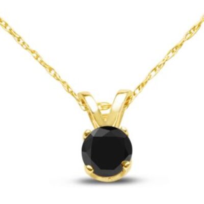 1/4ct Black Diamond Solitaire Pendant In 14k Yellow Gold | SuperJeweler.com