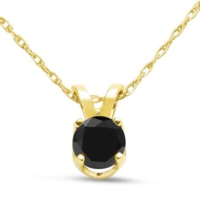 1/3ct Black Diamond Solitaire Pendant in 14k Yellow Gold | SuperJeweler.com