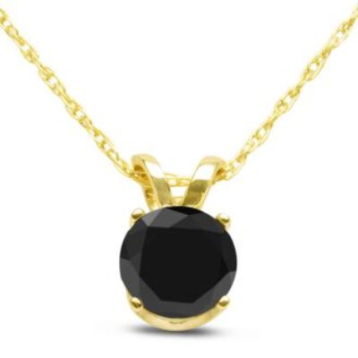 1/2ct Black Diamond Solitaire Pendant in 14k Yellow Gold | SuperJeweler.com