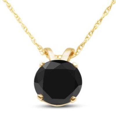 1ct Black Diamond Solitaire Pendant in 14k Yellow Gold | SuperJeweler.com