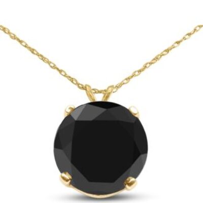 1 1/2ct Black Diamond Solitaire Pendant in 14k Yellow Gold | SuperJeweler.com