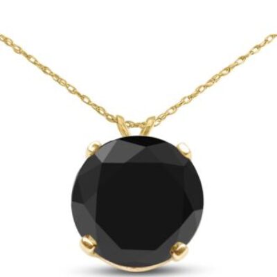 2ct Black Diamond Solitaire Pendant in 14k Yellow Gold | SuperJeweler.com