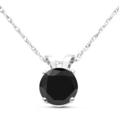 1/2ct Black Diamond Solitaire Pendant in Sterling Silver | SuperJeweler.com