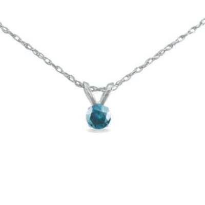 1/8ct Blue Diamond Pendant in Sterling Silver | SuperJeweler.com