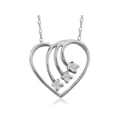 Fine Diamond Spray Heart Pendant, 14k White Gold | SuperJeweler.com