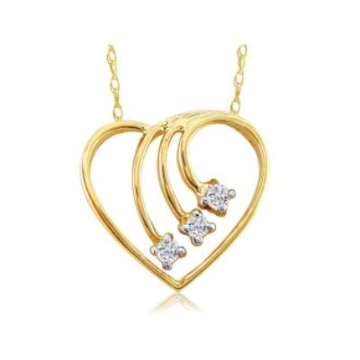 Fine Diamond Spray Heart Pendant, 14k Yellow Gold | SuperJeweler.com