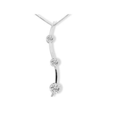 1/4ct Curve Style Three Diamond Pendant In 14k White Gold | SuperJeweler.com