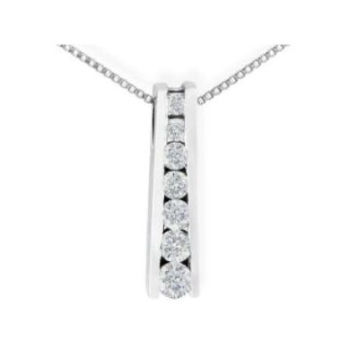 1/4ct Ladder Style Journey Diamond Pendant in 14k White Gold | SuperJeweler.com