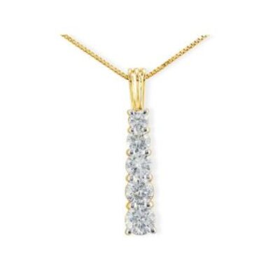 1/4ct Stick Style Journey Diamond Pendant in 14k Yellow Gold | SuperJeweler.com