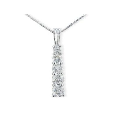 3/4ct Stick Style Journey Diamond Pendant in 14k White Gold | SuperJeweler.com