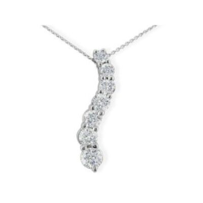 1/2ct Curve Style Journey Diamond Pendant in 14k White Gold, G/H SI3 | SuperJeweler.com