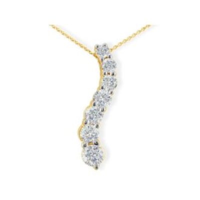 1ct Curve Style Journey Diamond Pendant in 14k Yellow Gold, G/H SI | SuperJeweler.com