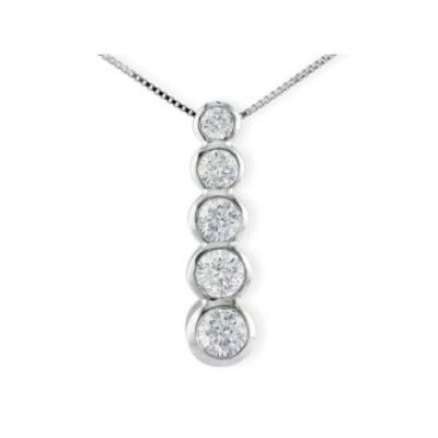 1/4ct Bezel Set Journey Diamond Pendant in 14k White Gold | SuperJeweler.com