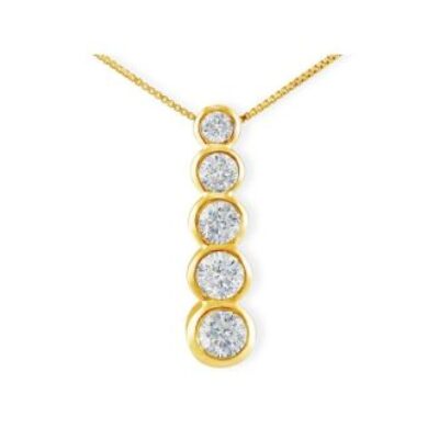 1/4ct Bezel Set Journey Diamond Pendant in 14k Yellow Gold | SuperJeweler.com