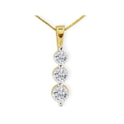 3/4ct Three Diamond Drop Style Diamond Pendant In 14k Yellow Gold | SuperJeweler.com