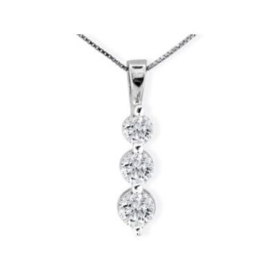 1 1/2ct Three Diamond Drop Style Diamond Pendant In 14k White Gold. | SuperJeweler.com