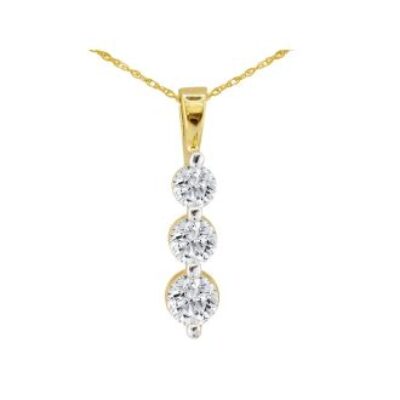 1/8ct Three Diamond Drop Style Diamond Pendant In 10k Yellow Gold | SuperJeweler.com