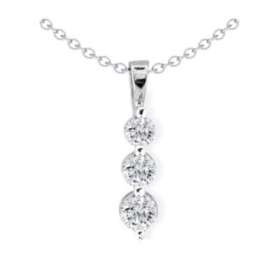 1/4ct Three Diamond Drop Style Diamond Pendant In 10k White Gold | SuperJeweler.com