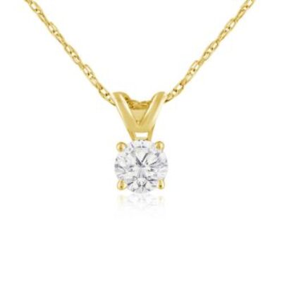 1/4ct 14k Yellow Gold Diamond Pendant | SuperJeweler.com