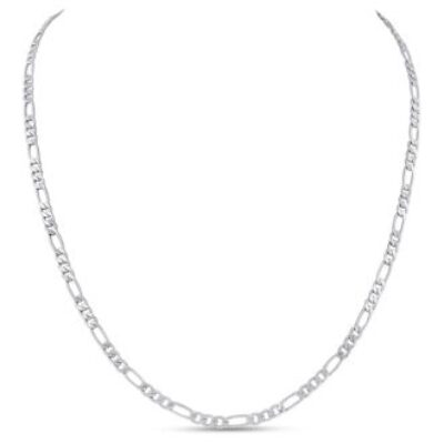 Ladies’ Stainless Steel Figaro Chain Necklace | SuperJeweler.com