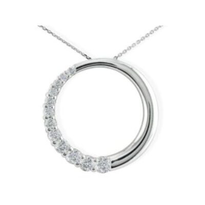 1/4ct Circle Style Journey Diamond Pendant, 14k White Gold | SuperJeweler.com