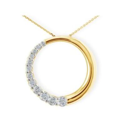 1/4ct Circle Style Journey Diamond Pendant, 14k Yellow Gold | SuperJeweler.com