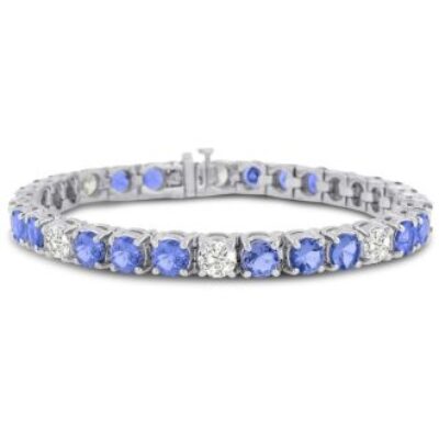 Tanzanite Bracelet | 16 Carat Tanzanite and Diamond Bracelet In 14 Karat White Gold | SuperJeweler