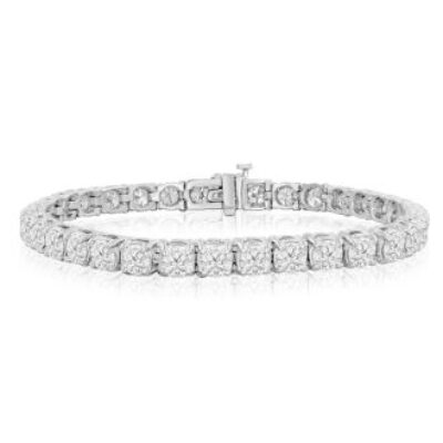 Diamond Tennis Bracelet | 9 Carat Diamond Bracelet In 14 Karat White Gold, 7 Inches