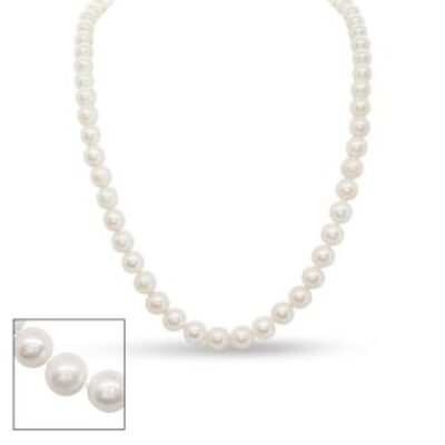 Pearl Strand | June Birthstone | 24 inch 10mm AA Pearl Necklace with 14K Yellow Gold Clasp