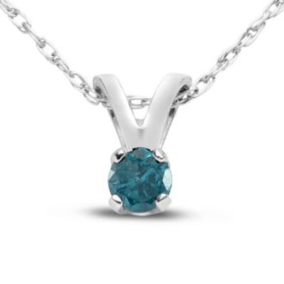 Blue Diamond Solitaire Necklace | SuperJeweler.com