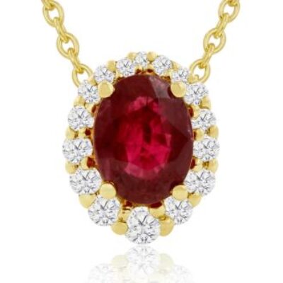 Ruby Necklace | July Birthstone | 2.90ct Fine Quality Ruby And Diamond Necklace In 14K Yellow Gold| SuperJeweler