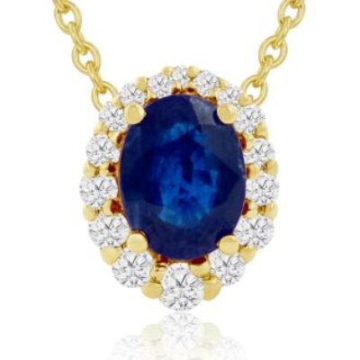 Sapphire Necklace | September Birthstone | 2.90ct Fine Quality Sapphire And Diamond Necklace In 14K Yellow Gold | SuperJeweler