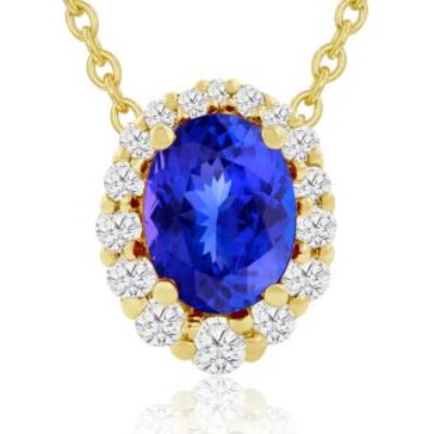 Tanzanite Necklace | Tanzanite | 2.90ct Fine Quality Tanzanite And Diamond Necklace In 14K Yellow Gold | SuperJeweler