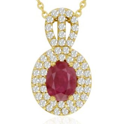 Ruby Necklace | July Birthstone | 3.50ct Fine Quality Ruby And Diamond Necklace In 14K Yellow Gold | SuperJeweler