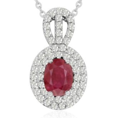 Ruby Necklace | July Birthstone | 3.50ct Fine Quality Ruby And Diamond Necklace In 14K White Gold| SuperJeweler