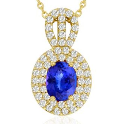 Tanzanite Necklace | Tanzanite | 3.50ct Fine Quality Tanzanite And Diamond Necklace In 14K Yellow Gold | SuperJeweler