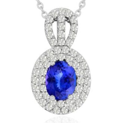 Tanzanite Necklace | Tanzanite | 3.50ct Fine Quality Tanzanite And Diamond Necklace In 14K White Gold | SuperJeweler