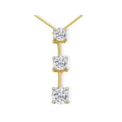 Our Most Popular Fine 3/4ct Three Diamond Pendant in 14K Yellow Gold | SuperJeweler.com