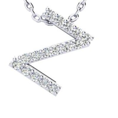 Diamond Initial Necklace | Letter Z Initial Necklace In 14K White Gold | SuperJeweler