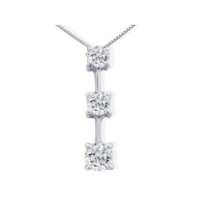 Impressive 2ct Fine Three Diamond Line Necklace in 14k White Gold | SuperJeweler.com