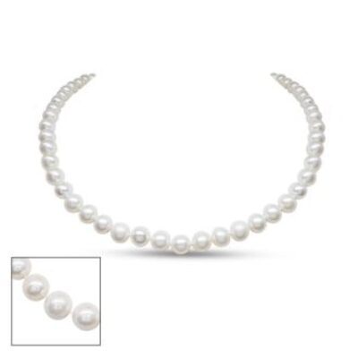 Pearl Strand | June Birthstone | 16 inch 7mm AA Pearl Necklace with 14K Yellow Gold Clasp