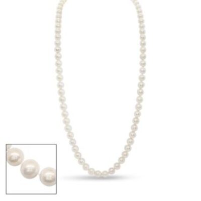 Pearl Strand | June Birthstone | 30 inch 10mm AA Pearl Necklace with 14K Yellow Gold Clasp