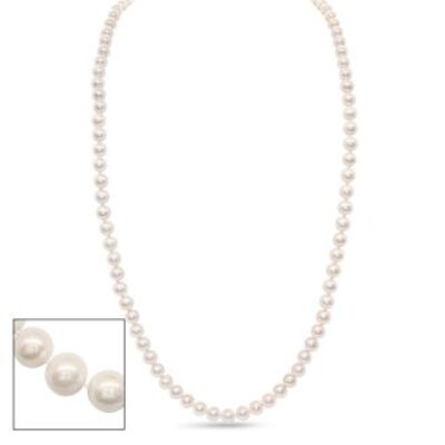 Pearl Strand | June Birthstone | 36 inch 10mm AA Pearl Necklace with 14K Yellow Gold Clasp